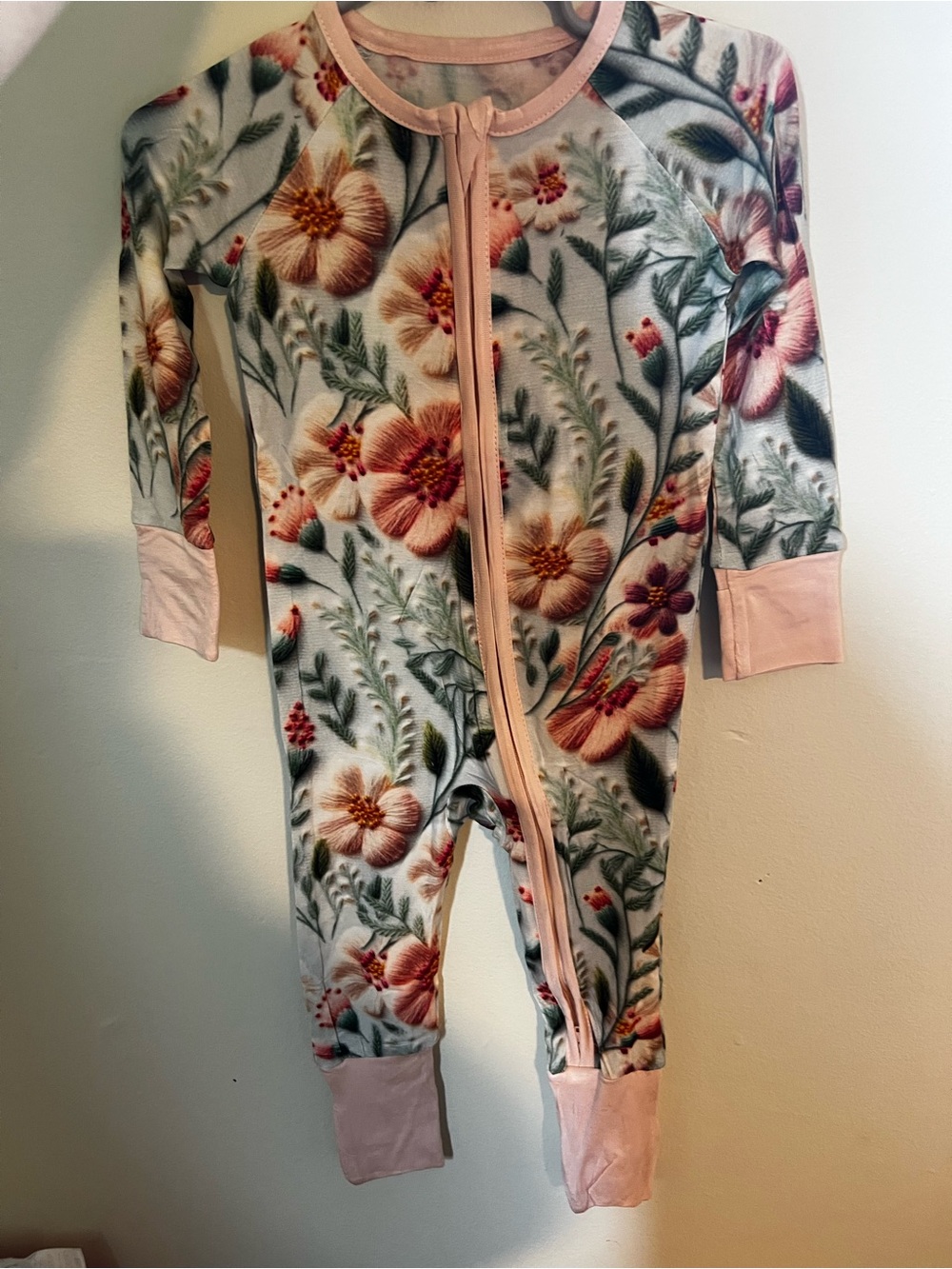 Pink Floral Zip-Front Baby Footie One-Piece - Floral Print